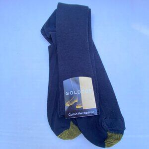 NOS Vintage Pair Burlington Gold Toe Cotton Metropolitan BLACK Socks 10-13 Y2K